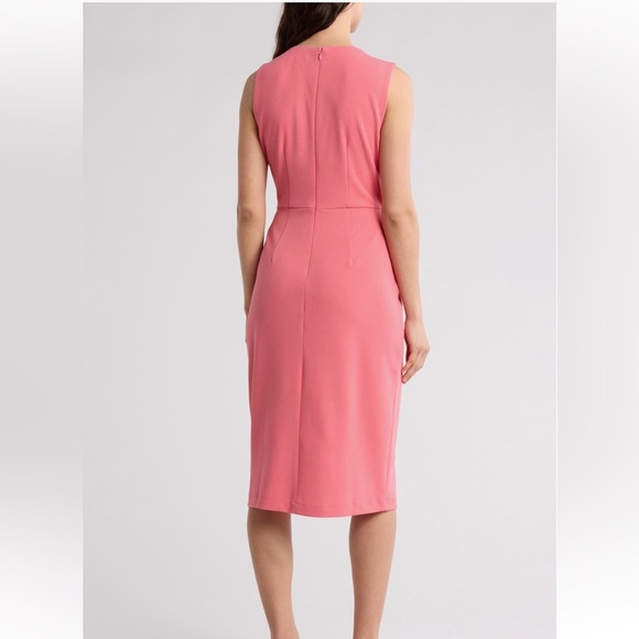 Maggy London Pink Sheath Midi Dress with Slit - Picture 3 of 10